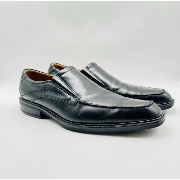 Ecco Shoes Mens EU 47 US 13 Black Leather Driving Loafers Slip On Casual Comfort - Picture 3 of 13